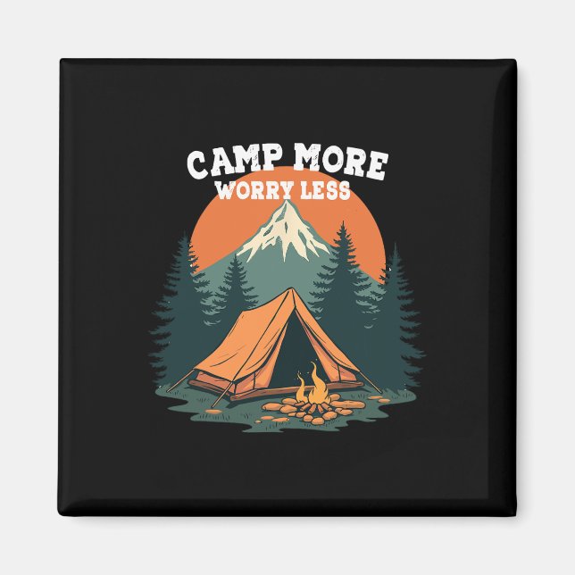 Imã Acampe Mais Preocupe Menos Design Retro Temático d (Frente)