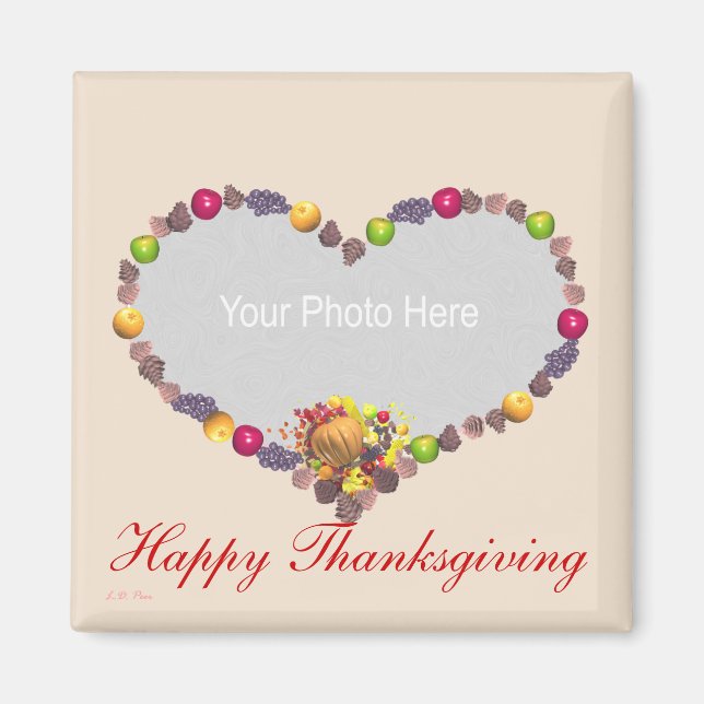Imã Ação de Graças Cornucopia Heart (quadro fotográfic (Frente)