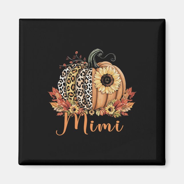 Imã Ação De Graças De Leopard Pumpkin E Sunflower Mimi (Frente)