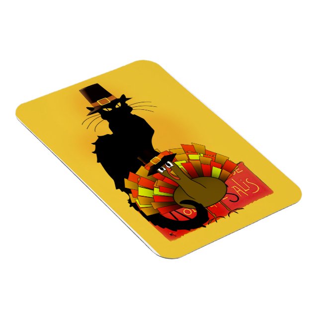 Ímã Ação De Graças Le Chat Noir Com A Turquia Peregrin (Lado Direito)