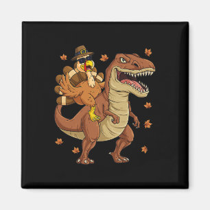 Imã Ação de Graças Turquia Andando em T Rex Dinosaur T