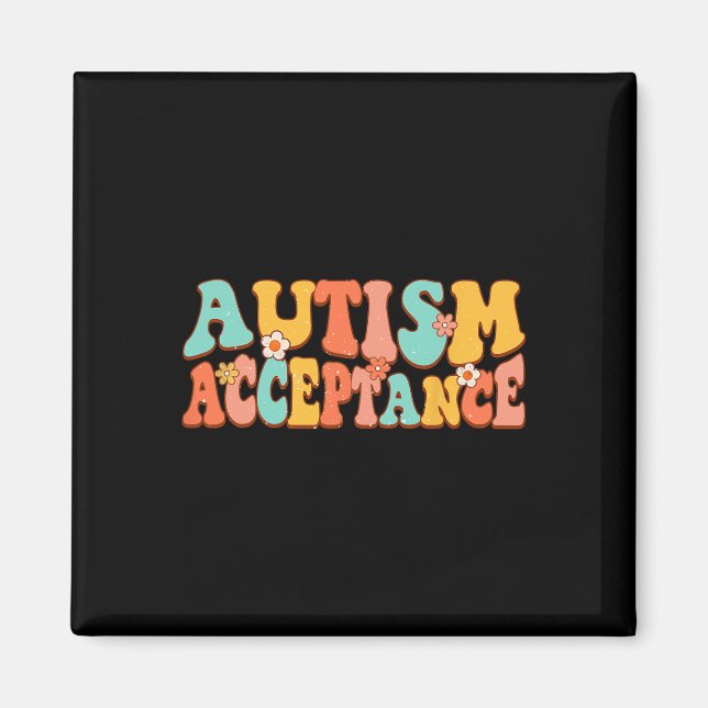 Imã Aceitação Conscientização Autismo Groovy Retro Esp (Frente)