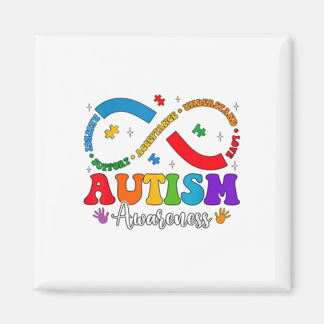 Imã Aceitar Compreender Autismo Infinito Pelo Coração  (Frente)