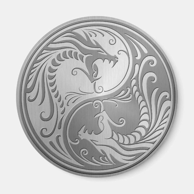 Imã Aço Inoxidável Yin Yang Dragon (Frente)