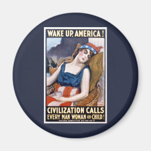 Imã Acorde América! Arte Patriótica Vintage da Liberda