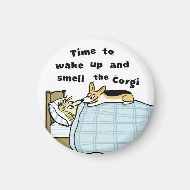 Imã Acorde e Cheire o Corgi (Frente)