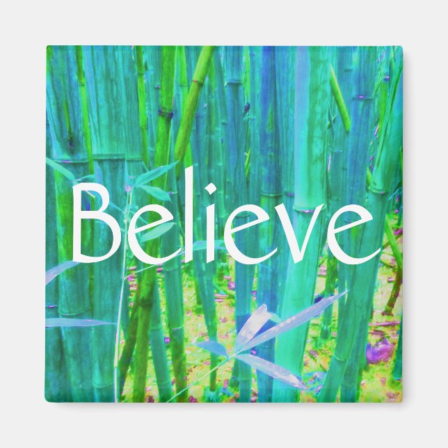 Imã Acredite em azul e verde de Bamboo (Frente)