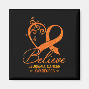 Imã Acredite Fita Laranja Coração Leucemia Câncer de S