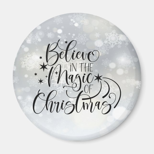 Imã Acredite Na Magia Do Natal - Floco De Neve (Frente)