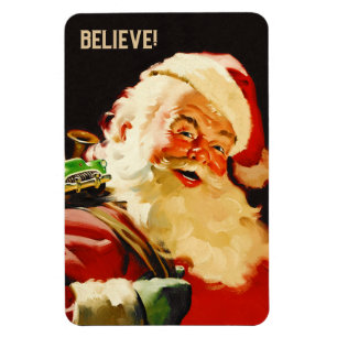 Ímã Acredite! Presente de Natal Vintage Santa Claus