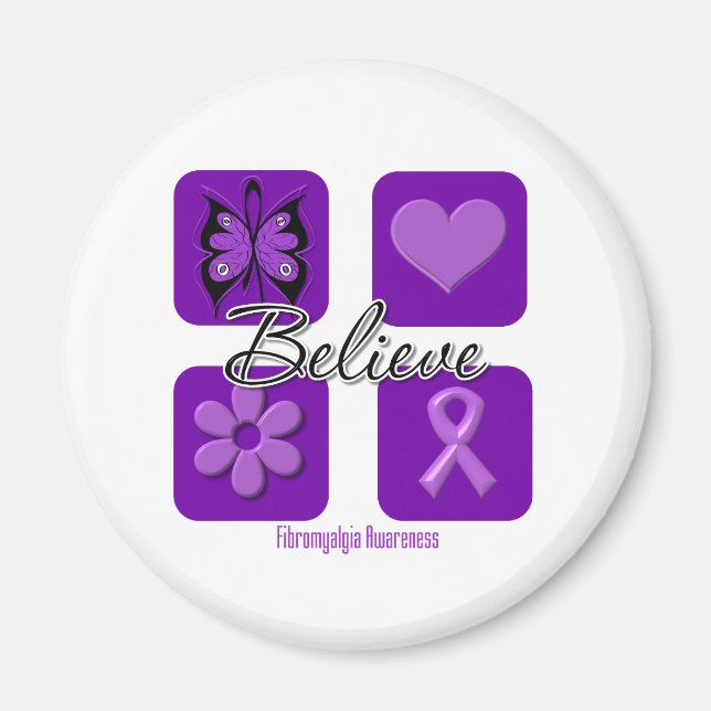 Imã Acreditem em Inspirações Fibromialgia Consciência (Frente)
