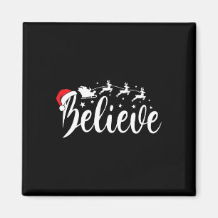 Imã Acreditem em Papais noeis Xmas Pajama Divertido Ho