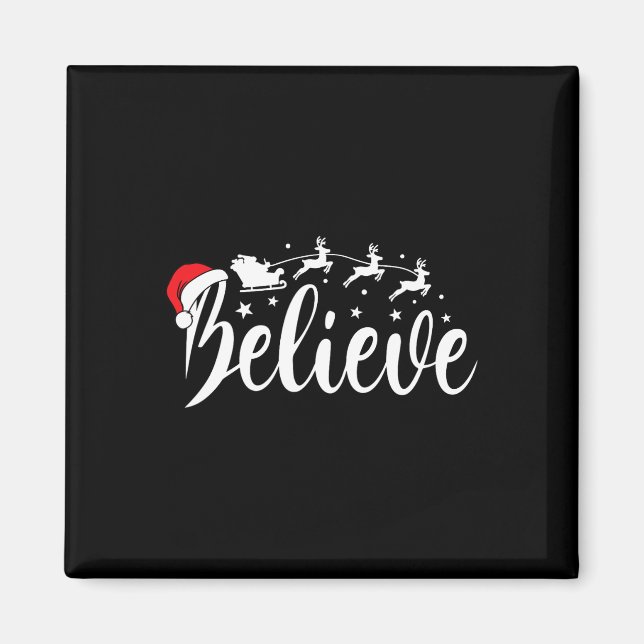 Imã Acreditem em Papais noeis Xmas Pajama Divertido Ho (Frente)