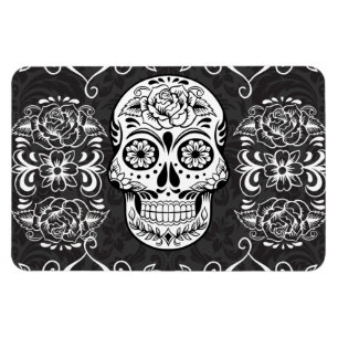 Ímã Açúcar Decorativo Crânio Negro Grunge Gótico B