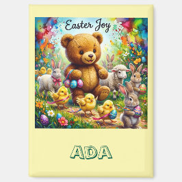 Imã ADA ~ EASTER TEDDY BEAR Easter Chicks ~  Magnet
