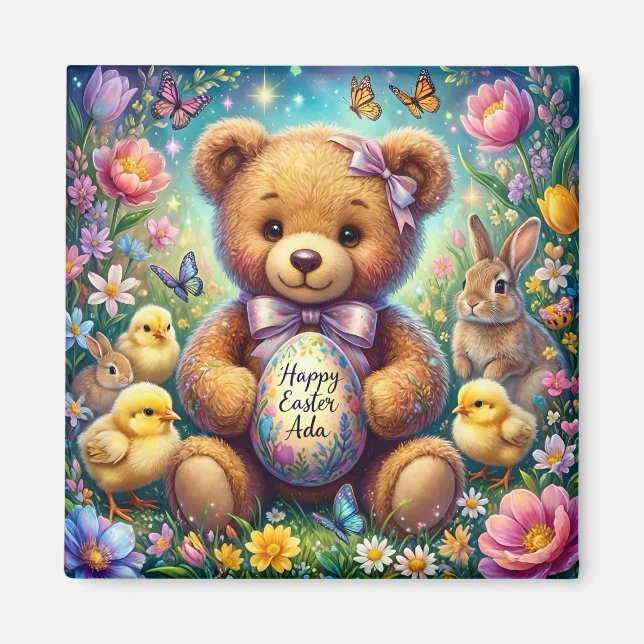 Imã ADA ~ Feliz Páscoa ~ Ursinhos Chicks Coelhos ~  (Frente)