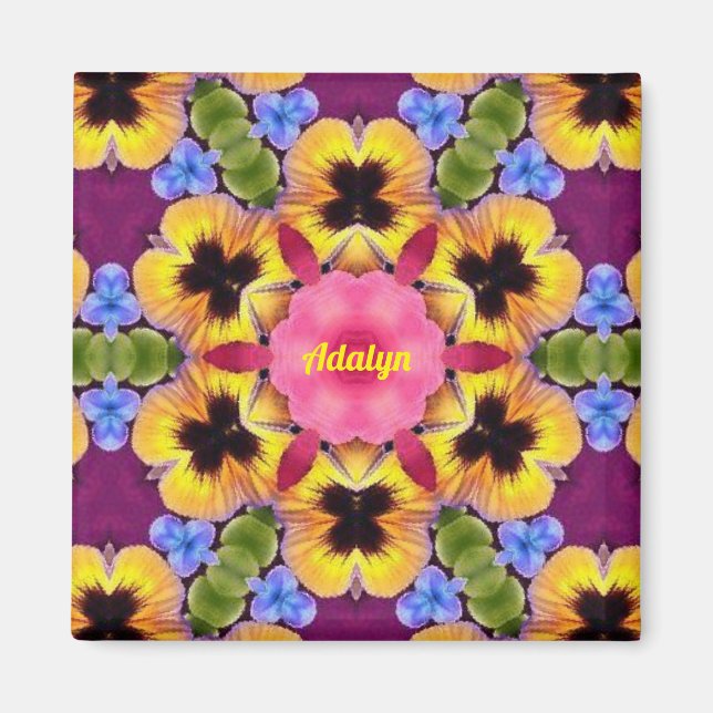 Imã ADALYN ~ Abstrato Pansor ~ Azul Rosa Púrpura Amare (Frente)