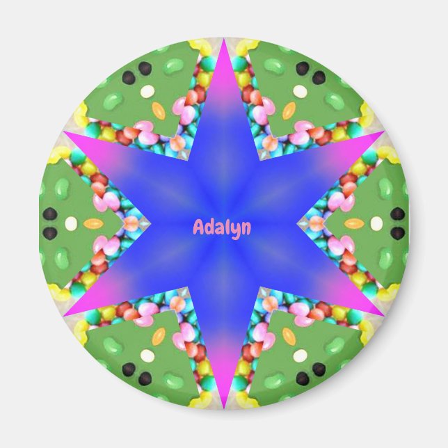 Imã ADALYN ~ Páscoa Personalizada - Estrela Fractal ~  (Frente)