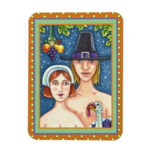 ÍMÃ ADAM & EVE PILGRIMS, BIBLICAL WHIMSY AGRADECIMENTO