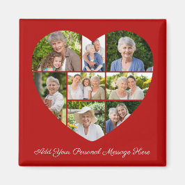 Imã Add Your Own Greeting 8 Photo Collage Heart Cutout