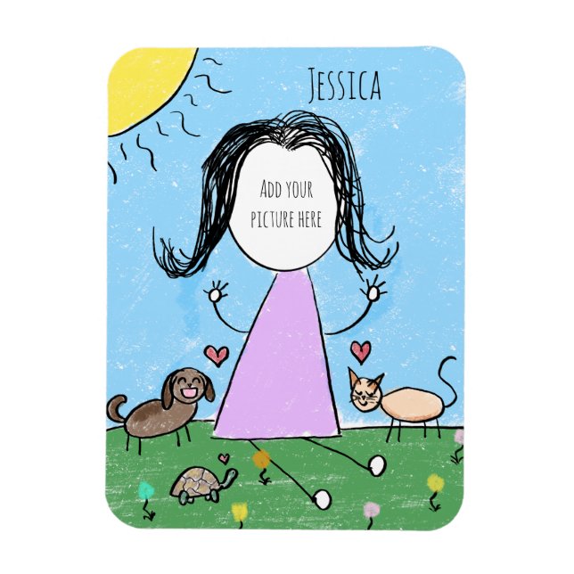 Ímã Add your own image | Cute Stick Figure (Vertical)