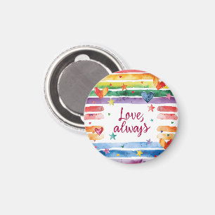 Imã Adesivo Arco-íris de Amor Sempre, Coração de Aquar