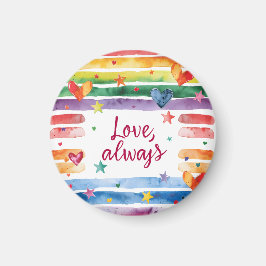 Imã Adesivo Arco-íris de Amor Sempre, Coração de Aquar
