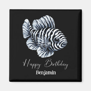 Imã Adesivo de aniversário personalizado peixe zebra