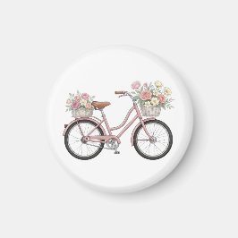 Imã Adesivo de Bicicleta Rosa Antiga com Cestas Florai