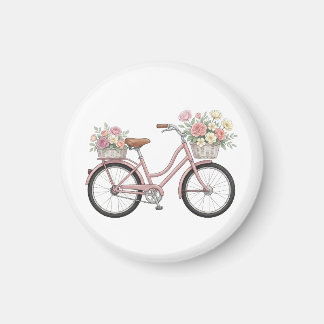 Imã Adesivo de Bicicleta Rosa Antiga com Cestas Florai
