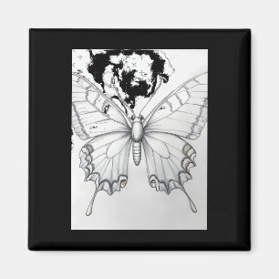 Imã Adesivo de desenho a lápis de borboleta-monarca re
