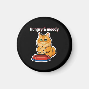 Imã Adesivo de meme de gato laranja fofo, faminto e ma