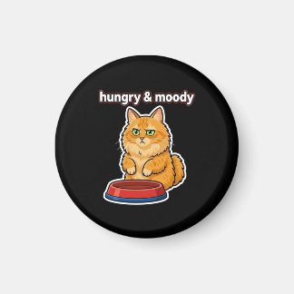 Imã Adesivo de meme de gato laranja fofo, faminto e ma
