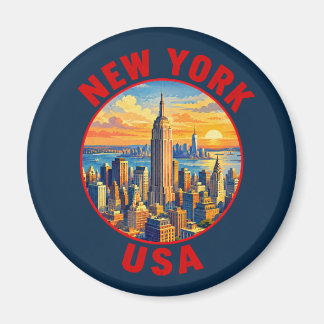 Imã Adesivo de viagem vintage do céu de Nova York EUA
