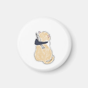 Imã Adesivo de Vinil de Gato Fofo em Aquarela Segurand