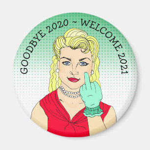 Imã Adeus 2020 Bem-vinda 2021 Loura engraçada Senhora