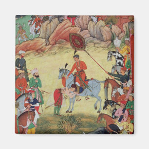 Imã Adham Khan homenageando Akbar em Sarangpur, Ce