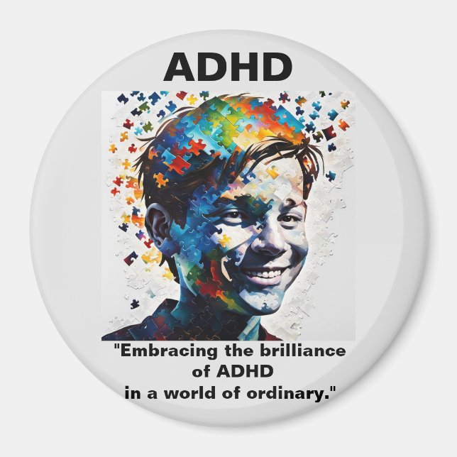 Imã ADHD Vivendo o brilho do adesivo ADHD (Frente)