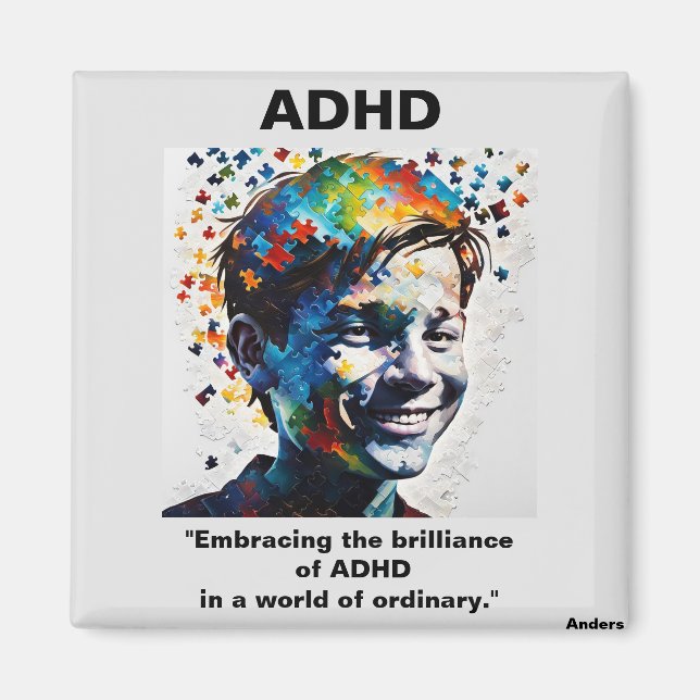 Imã ADHD Vivendo o brilho do adesivo ADHD (Frente)