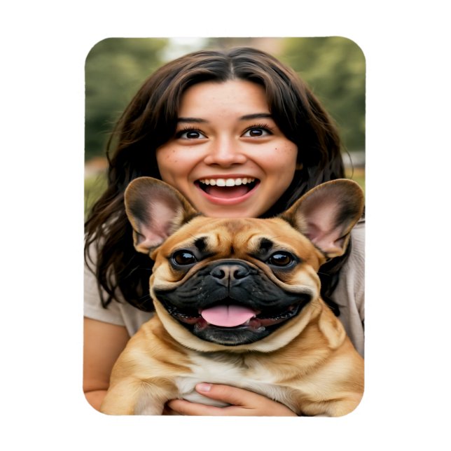 Ímã Adicionar Foto de Bulldog Francês Personalizar (Vertical)