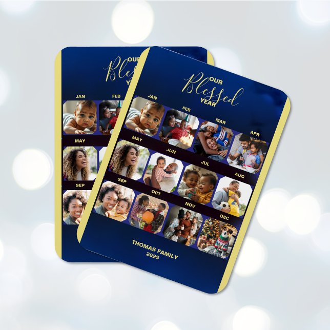 Ímã Adicionar Fotografias Abençoadas Ano Azul Magnet F (Add Photos Blessed Year Blue Flexible Magnet (multiple shown))