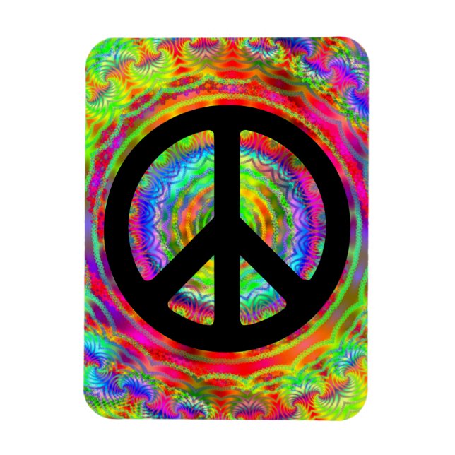 Ímã Adicionar imagem com símbolo da paz preto (Vertical)