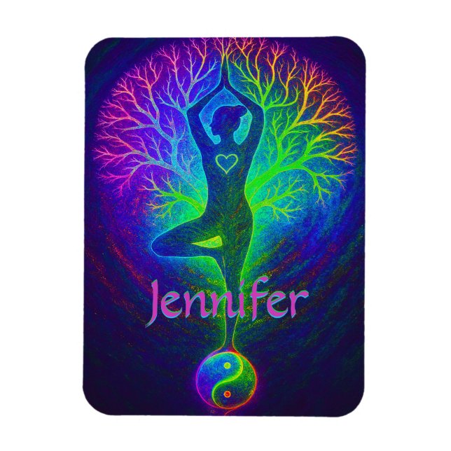 Ímã Adicionar Nome | Árvore de Yoga (Vertical)