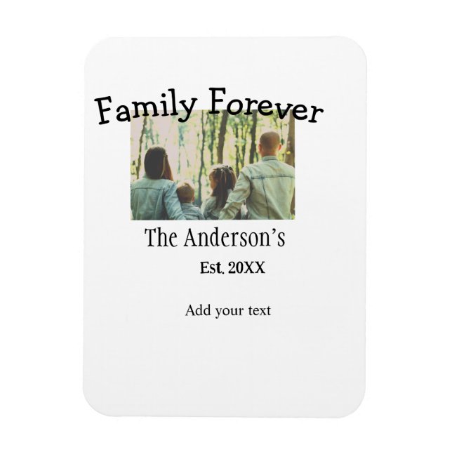 Ímã Adicionar nome de família foto ano rusticidade fer (Vertical)