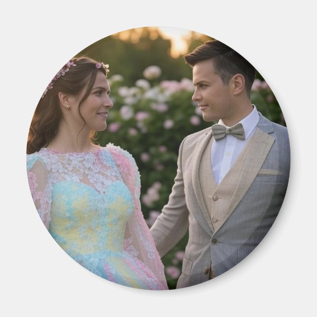 Imã Adicionar Personalização de Foto de Casamento (Frente)