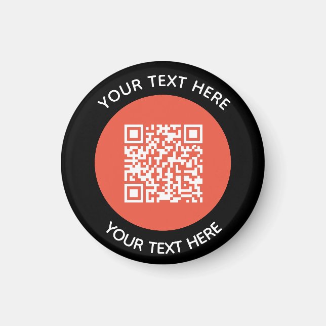 Imã Adicionar seu próprio texto circular de código QR  (Frente)