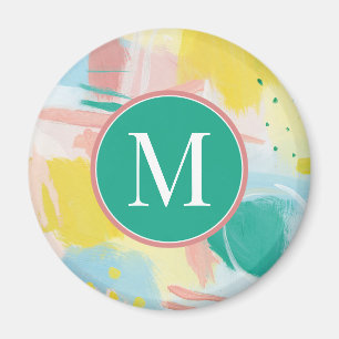 Imã Adicione a sua inicial   Abstrato de rosto fresco