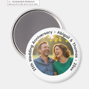 Imã Adicione Sua Própria Foto de Casal 25º Aniversário