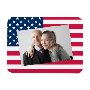 Ímã Adicione suas fotos Patriótica de Bandeira America