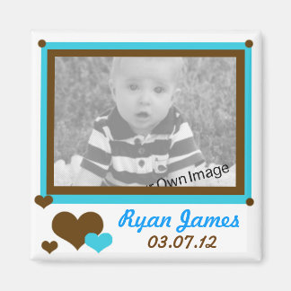 Imã Adicione suas informações, corações e ímã azul